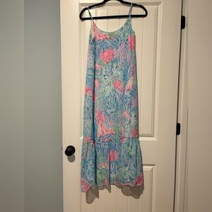 Lilly Pulitzer Blue and Pink Maxi Dress